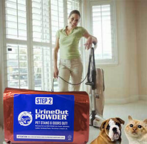 lady with vacuum-and-urin out powder